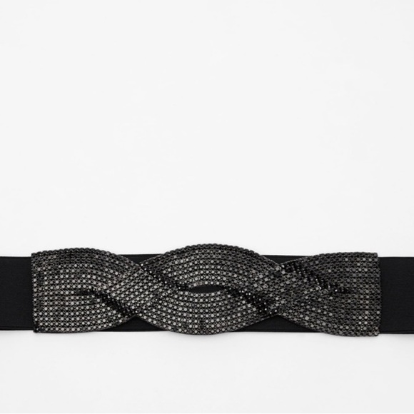 Zara Accessories Zara Black Crystals Gems Sparkly Elastic Wide